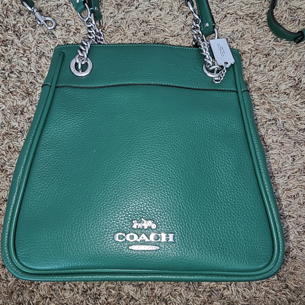 Coach Emerald Green Leather Shoulder Bag